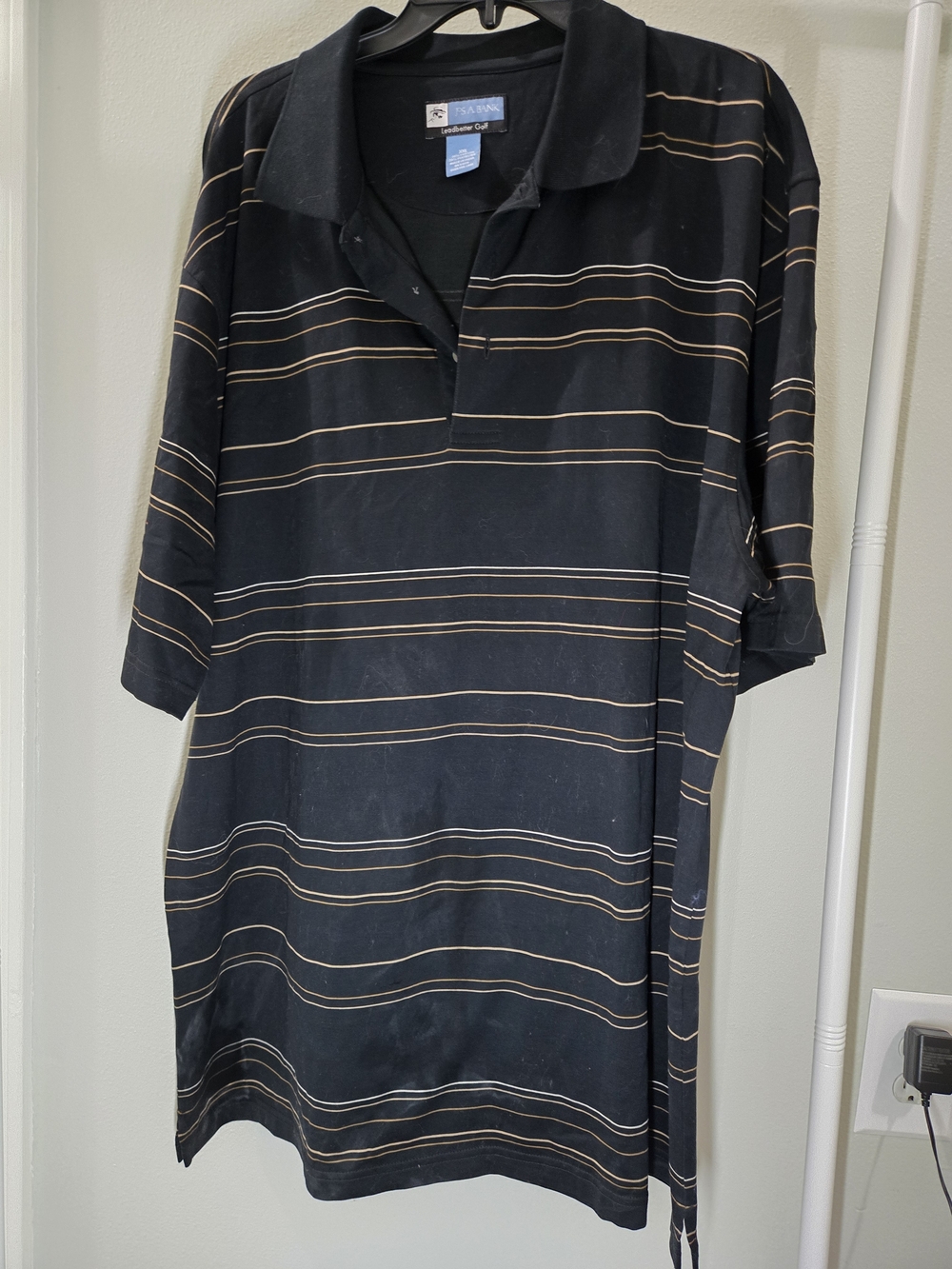 Van Heusen Black Polo with Tan Stripes